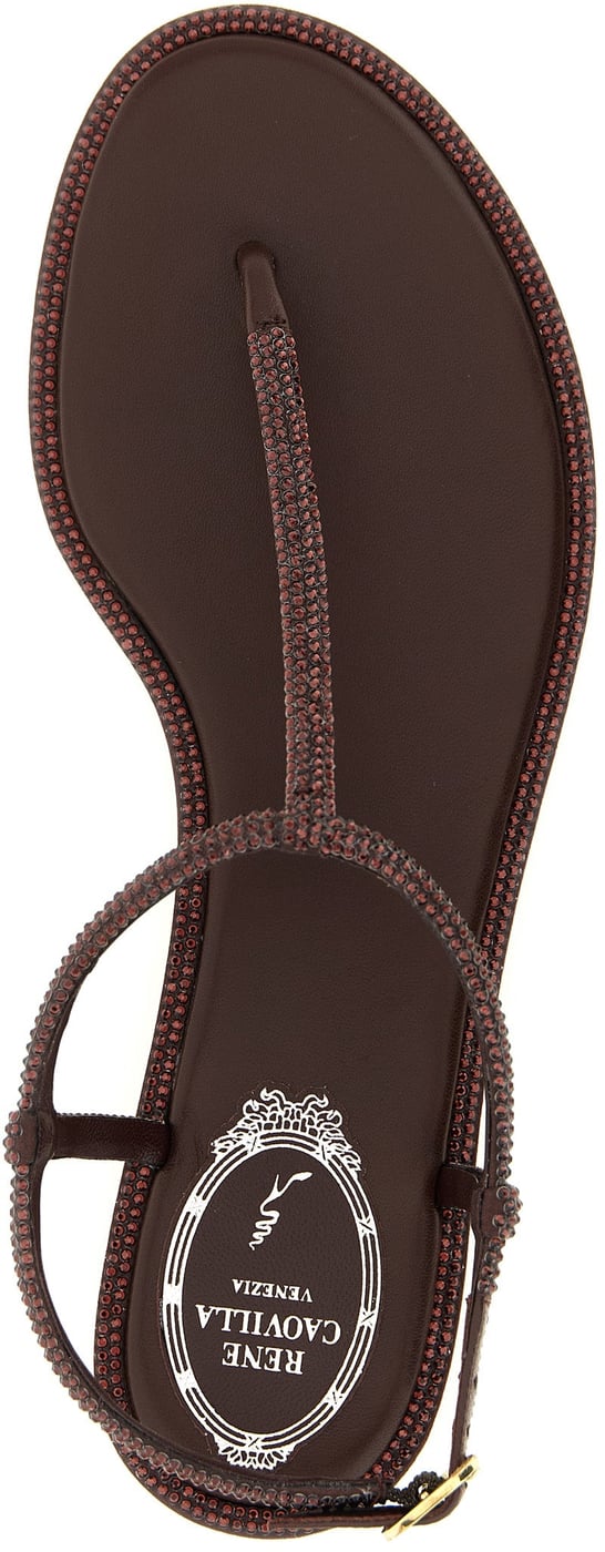 RENE CAOVILLA Brown Viscose Flat Sandals