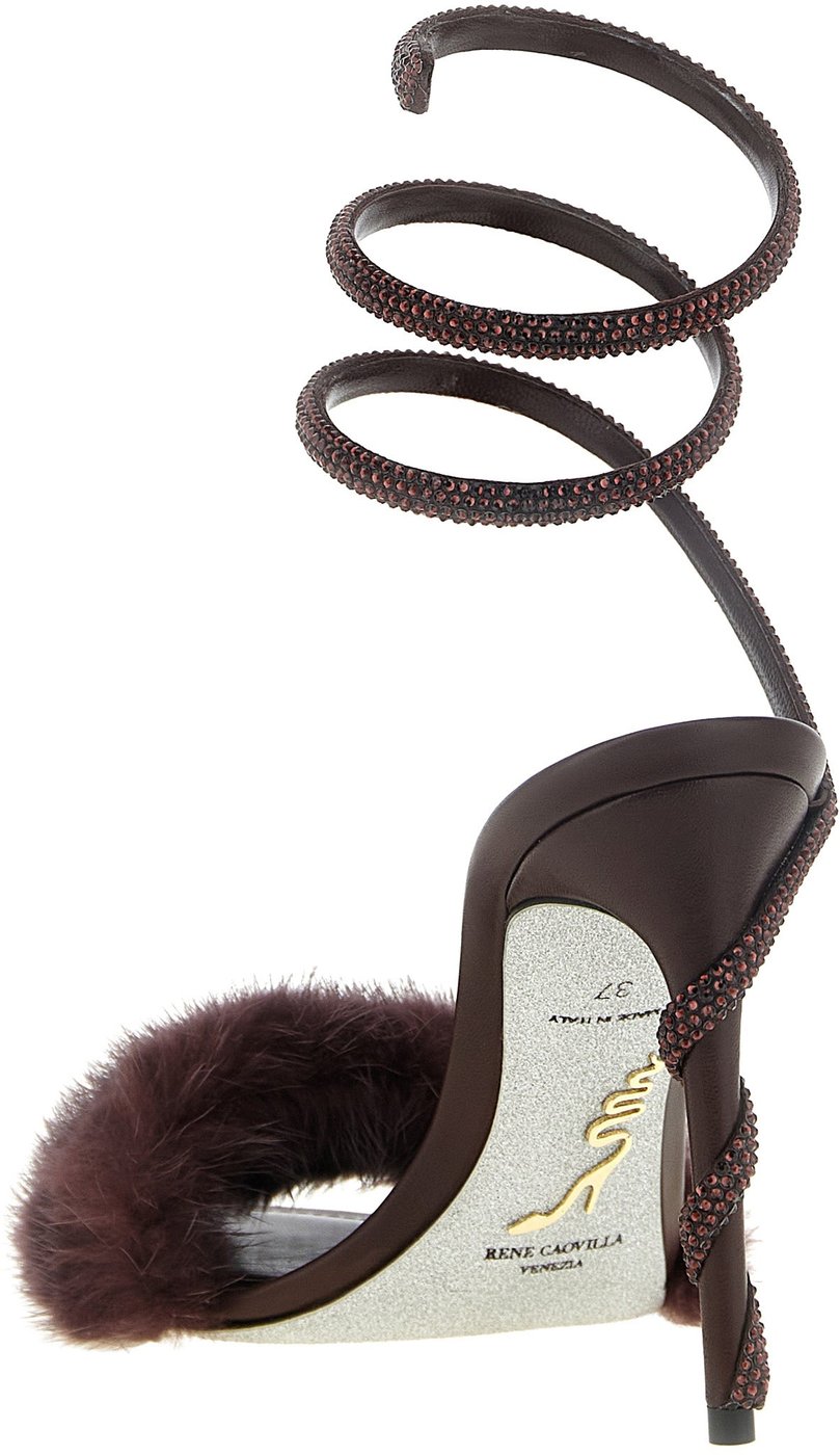 RENE CAOVILLA Bordeaux Viscose Stiletto Heel Sandals