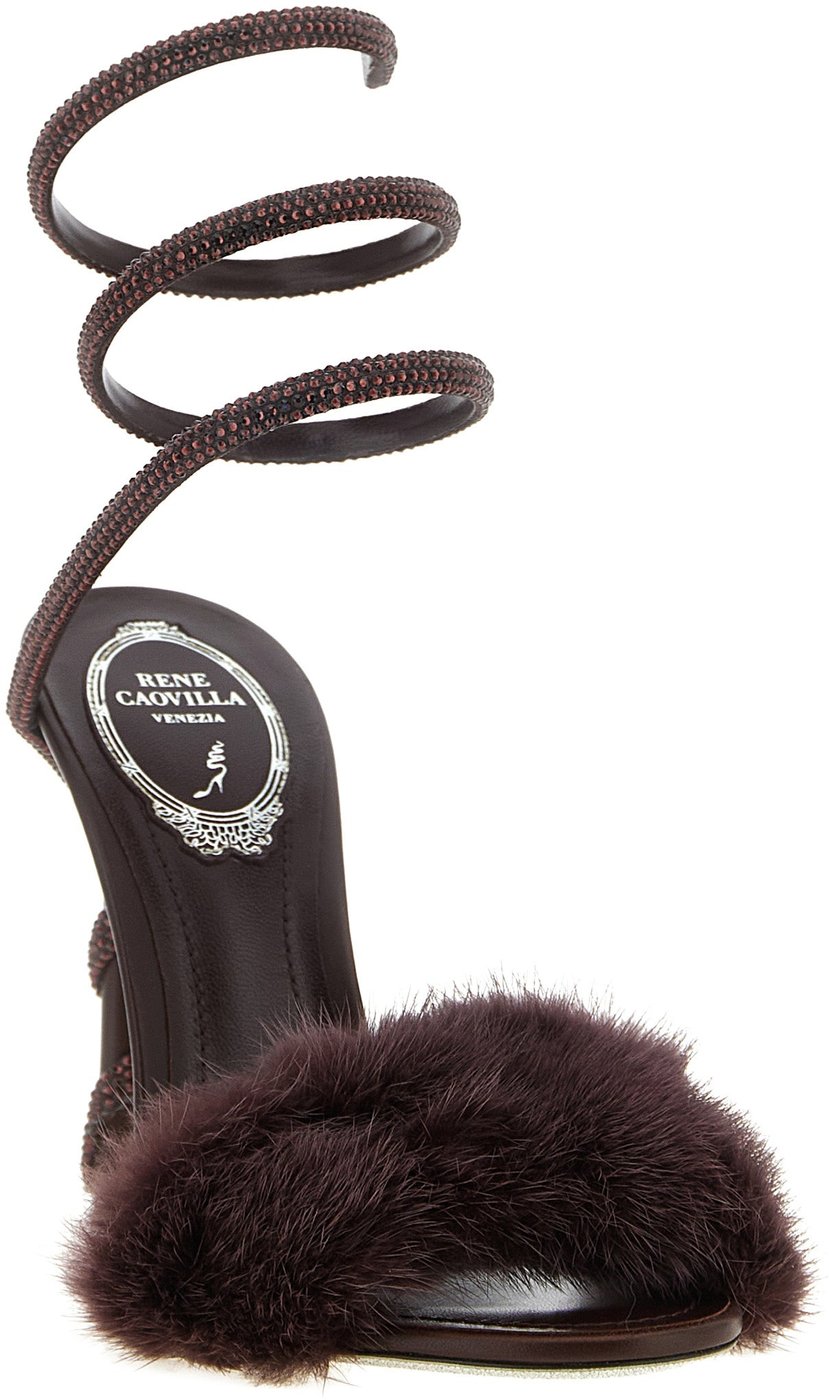RENE CAOVILLA Bordeaux Viscose Stiletto Heel Sandals