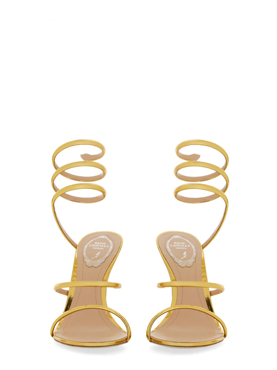 Gold Leather Stiletto Sandals