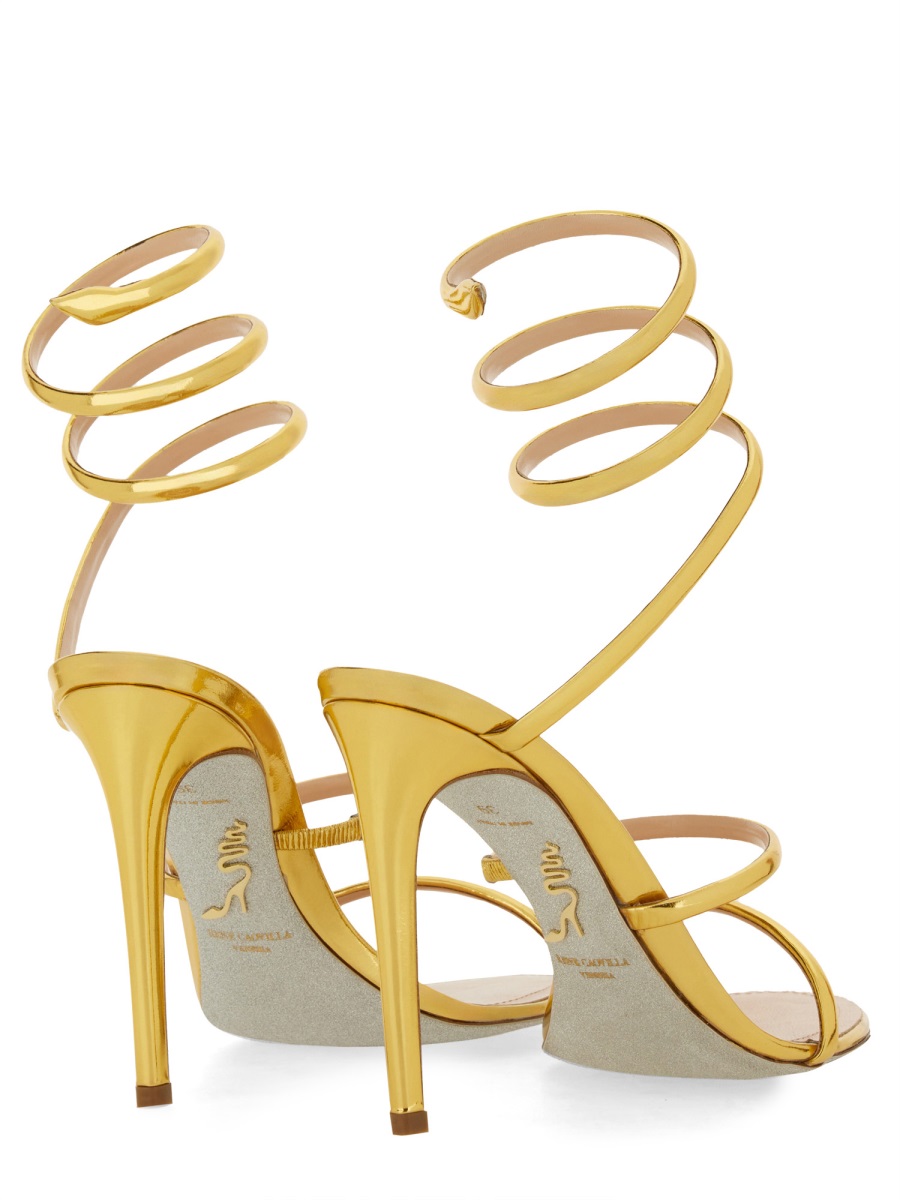 Gold Leather Stiletto Sandals