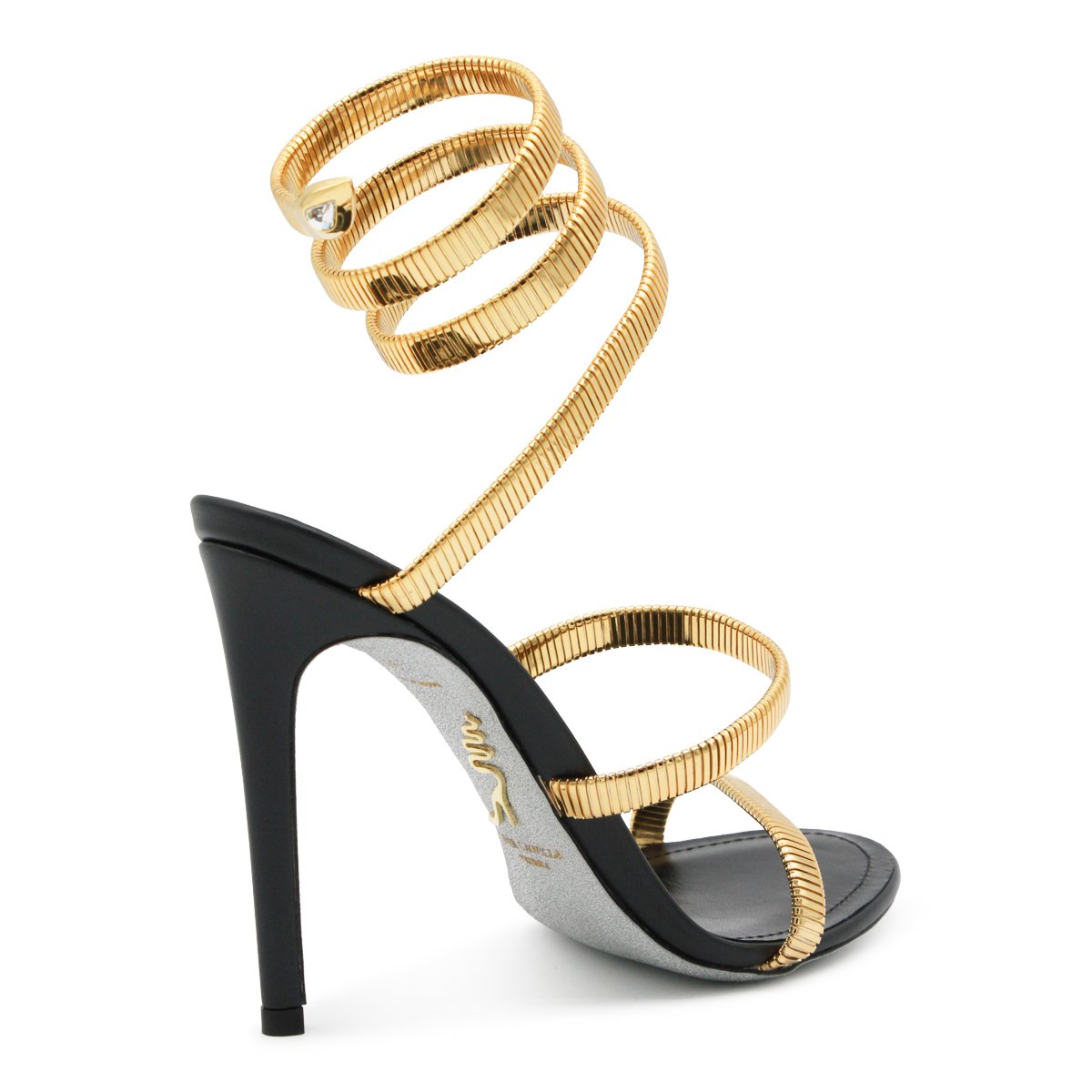 Black Leather Twisted Sandals