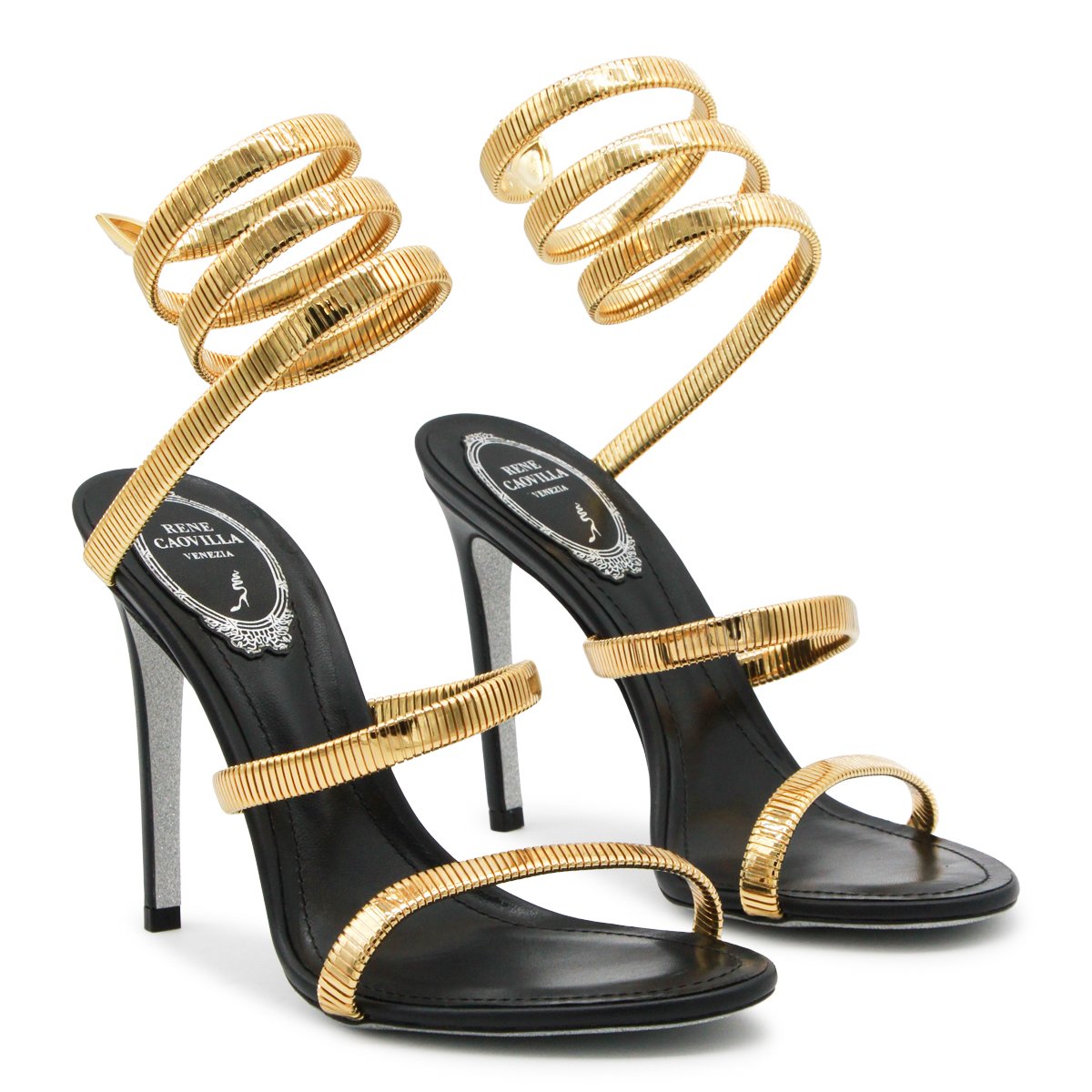 Black Leather Twisted Sandals