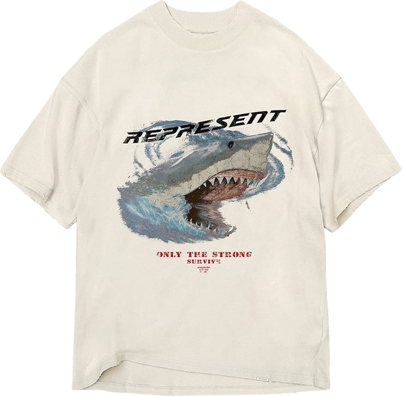 Represent Only The Strong Survive Shark T-Shirt 'Beige' - Size L (ARCHIVE)