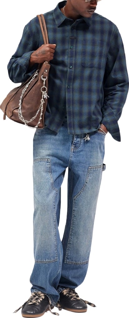 Represent Resent Men's Plaid Flannel Shirt Dark Green