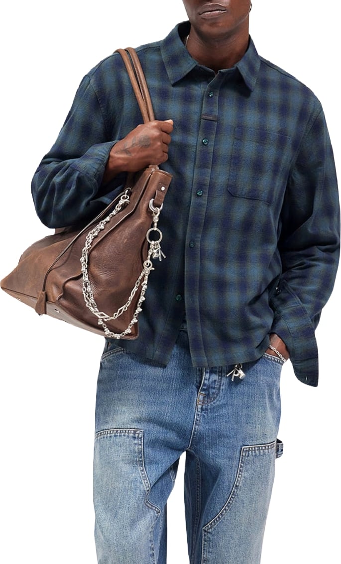 Represent Resent Men's Plaid Flannel Shirt Dark Green