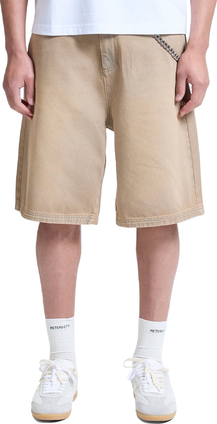Heren Essential jeansshort Beige