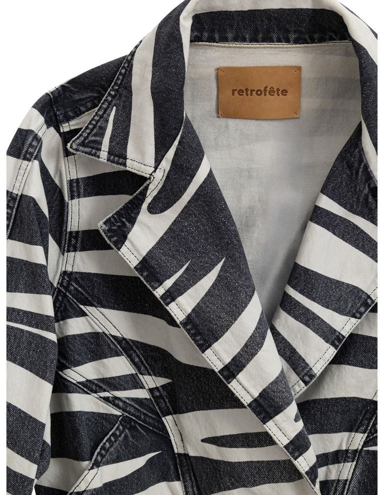 Retrofête Black And White Cotton Blazer
