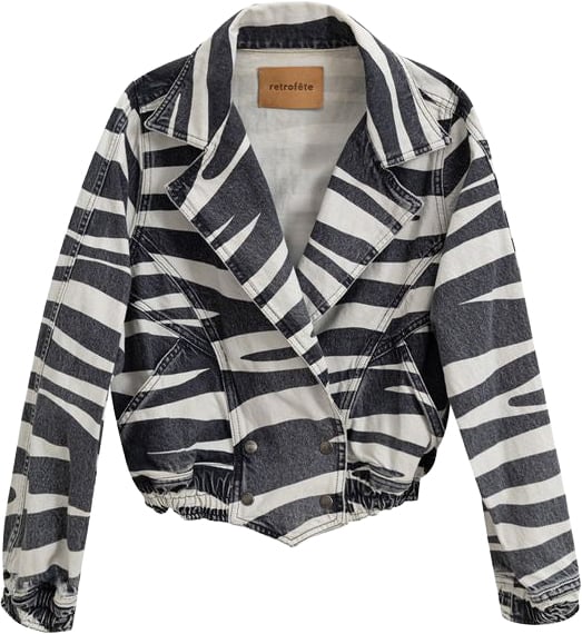 Retrofête Black And White Cotton Blazer