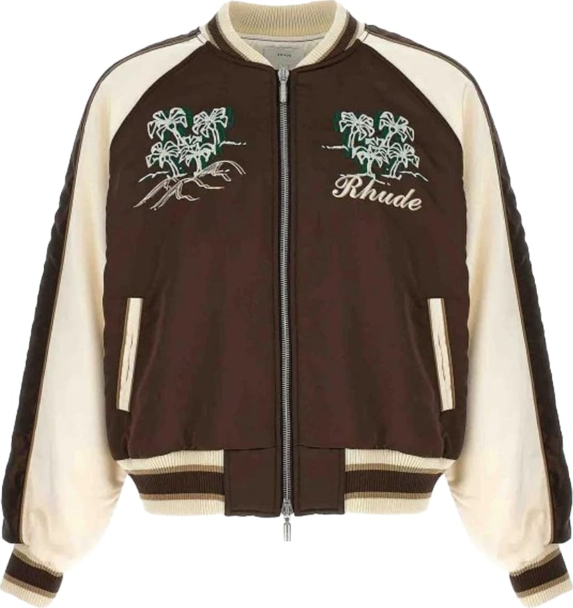 Rhude Souvenir Varsity bomberjack (bruin/wit)