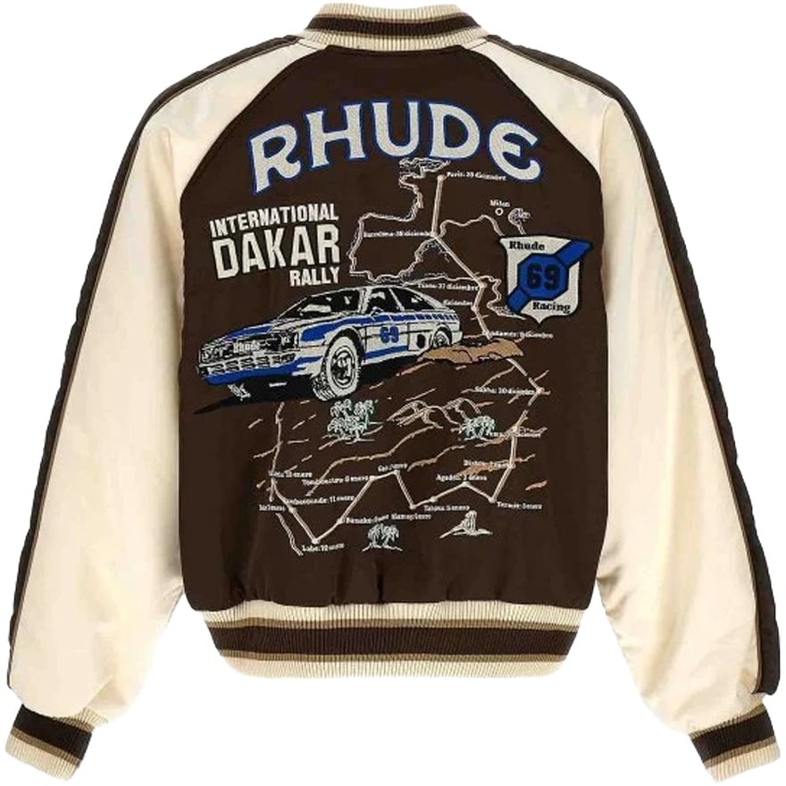 Rhude Souvenir Varsity bomberjack (bruin/wit)