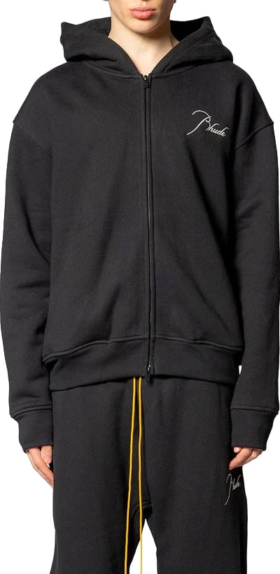 RHUDE CLASSIQUE ZIP UP HOODIE BLACK / WHITE