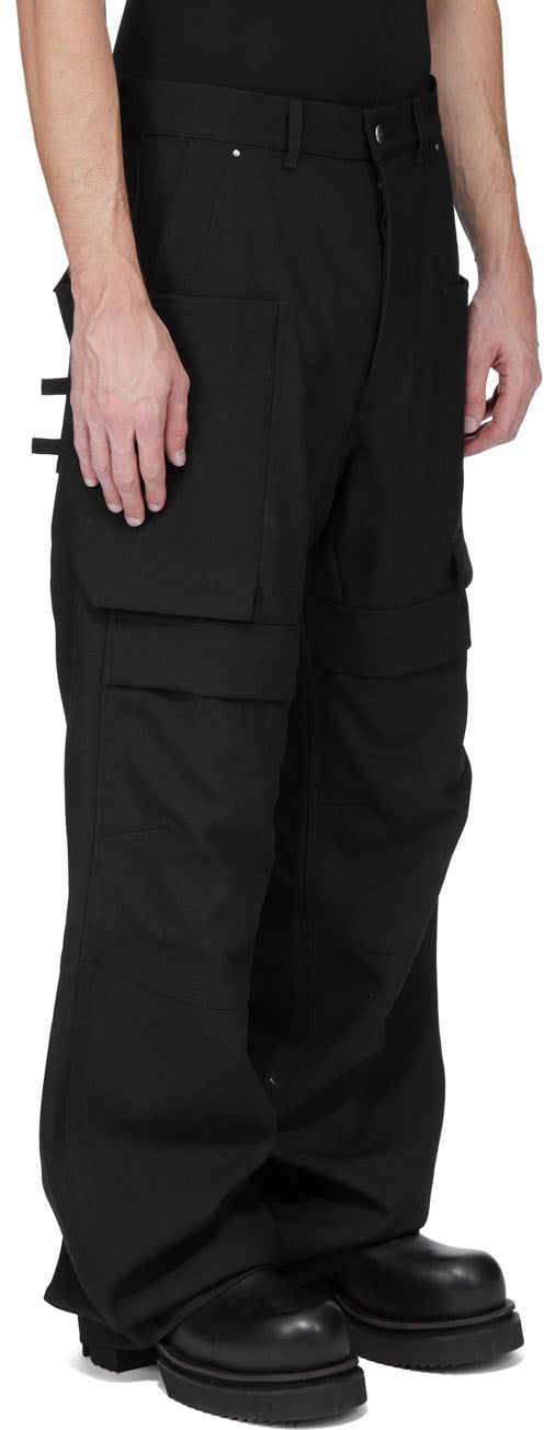 Pantalon large cargo laine grain de poudre noir Stefan Cargo Rick Owens homme RU02F 4346 WGP 09