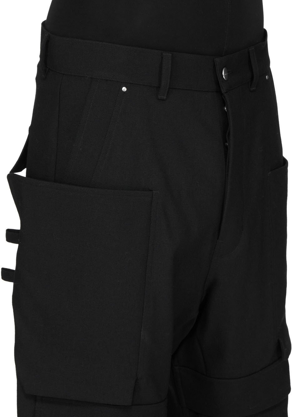Pantalon large cargo laine grain de poudre noir Stefan Cargo Rick Owens homme RU02F 4346 WGP 09