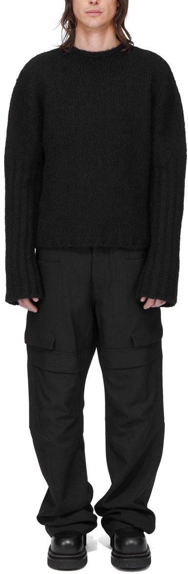 Pantalon large cargo laine grain de poudre noir Stefan Cargo Rick Owens homme RU02F 4346 WGP 09