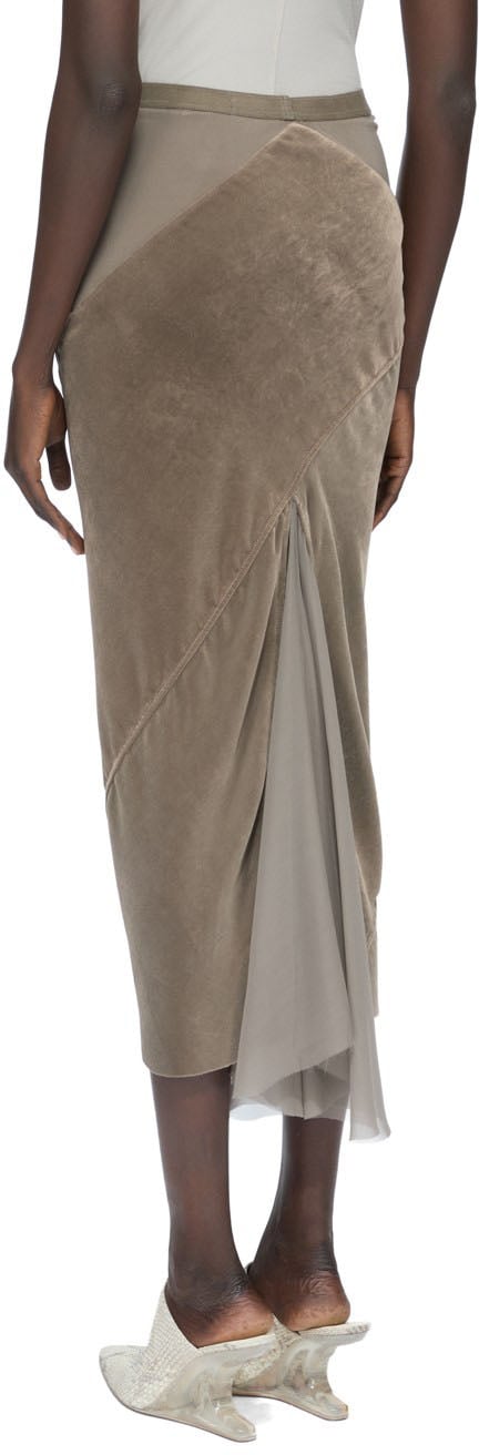 Jupe longue velours jersey & chiffon soie dust Dbl Sliced Skirt Rick Owens Femme RP02F 5373 JSVVS 34