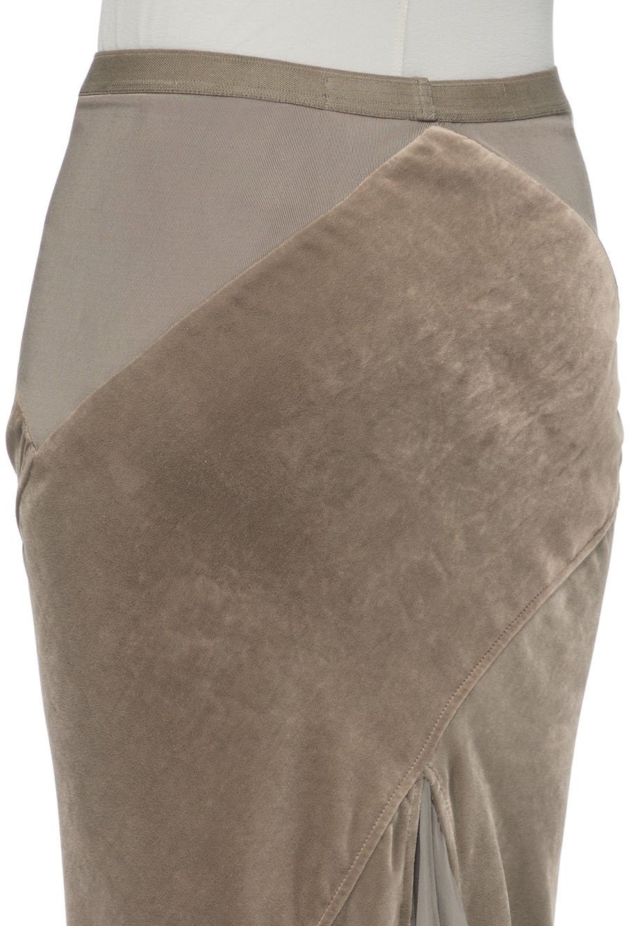 Jupe longue velours jersey & chiffon soie dust Dbl Sliced Skirt Rick Owens Femme RP02F 5373 JSVVS 34