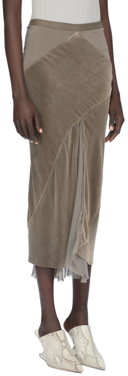 Jupe longue velours jersey & chiffon soie dust Dbl Sliced Skirt Rick Owens Femme RP02F 5373 JSVVS 34