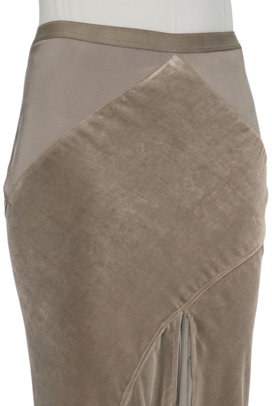 Jupe longue velours jersey & chiffon soie dust Dbl Sliced Skirt Rick Owens Femme RP02F 5373 JSVVS 34