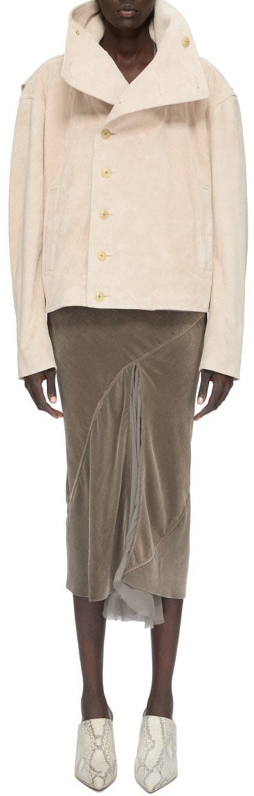 Jupe longue velours jersey & chiffon soie dust Dbl Sliced Skirt Rick Owens Femme RP02F 5373 JSVVS 34