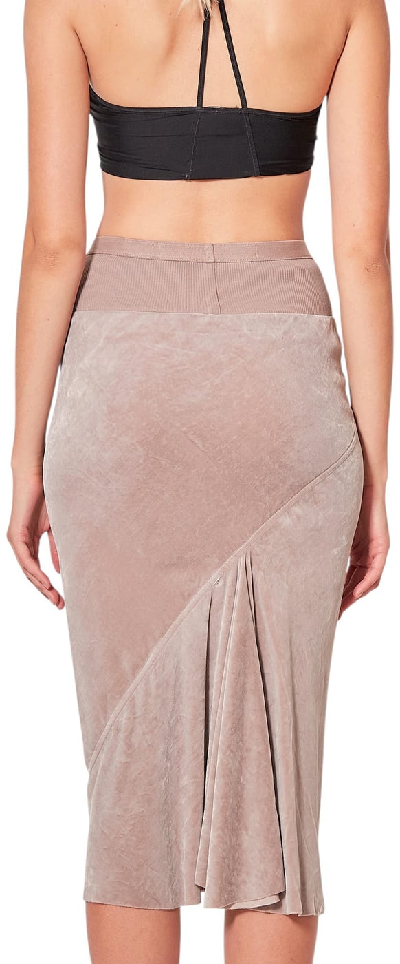 Jupe midi velours stretch Knee Bias Skirt Rose Rick Owens Femme RP02F5332 V 23