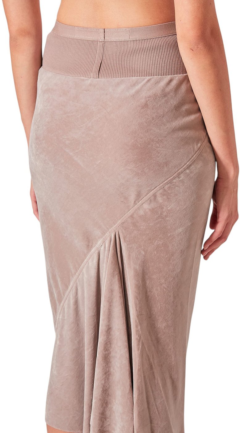 Jupe midi velours stretch Knee Bias Skirt Rose Rick Owens Femme RP02F5332 V 23