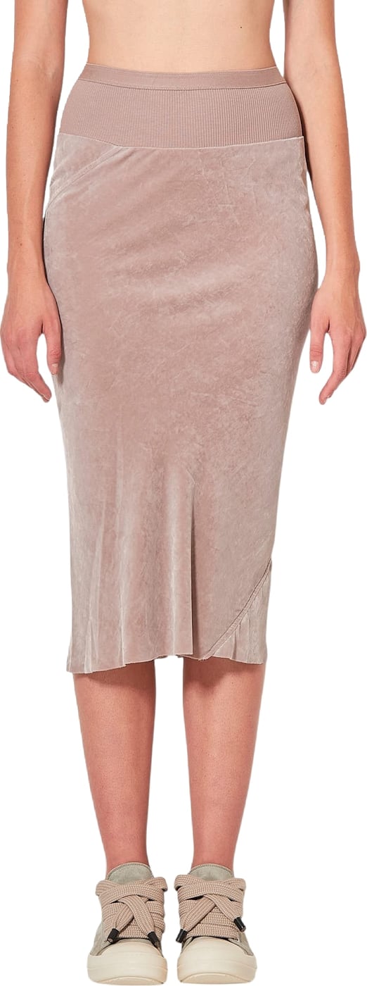 Jupe midi velours stretch Knee Bias Skirt Rose Rick Owens Femme RP02F5332 V 23