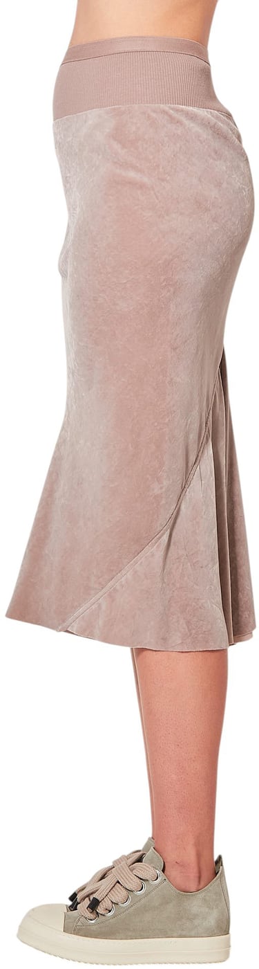 Jupe midi velours stretch Knee Bias Skirt Rose Rick Owens Femme RP02F5332 V 23