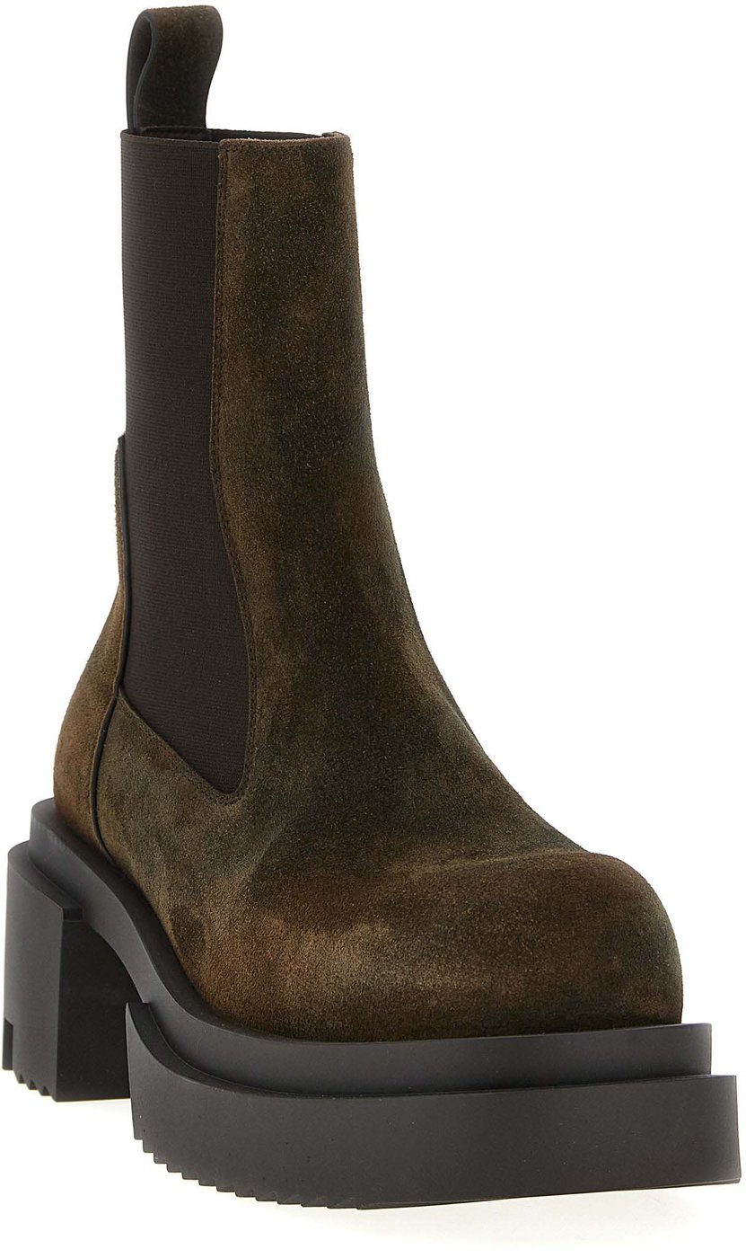 Rick Owens Brown Bovine Leather Chelsea Boots