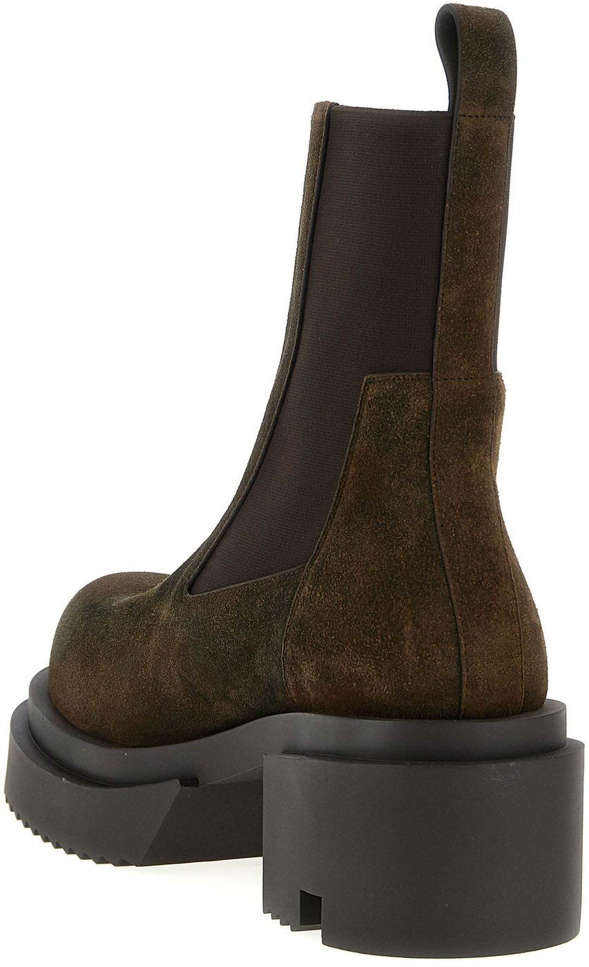 Rick Owens Brown Bovine Leather Chelsea Boots