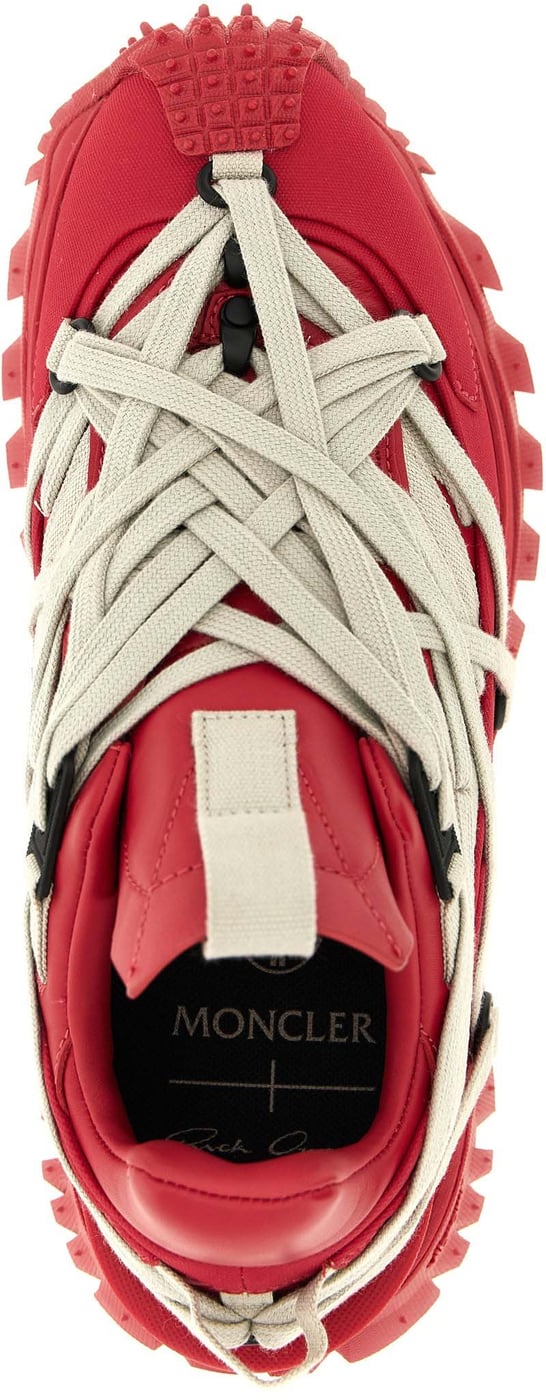 Rick Owens Red Cowhide Athletic Sneakers