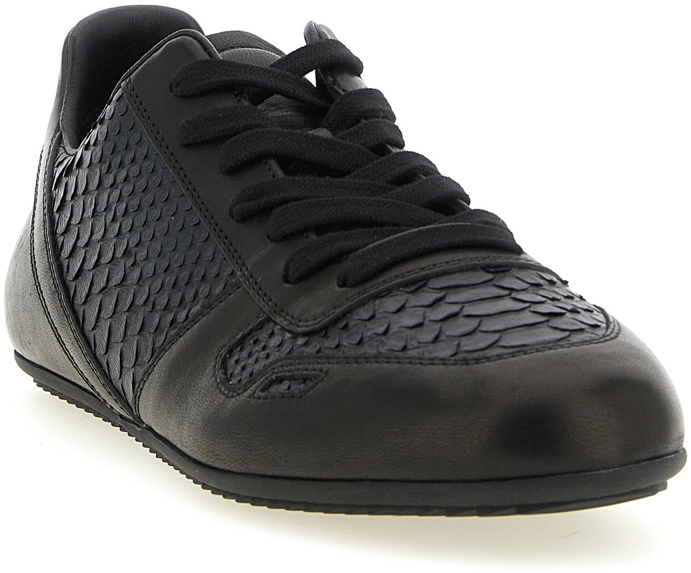 Rick Owens Black Lamb Leather Low Top Sneakers