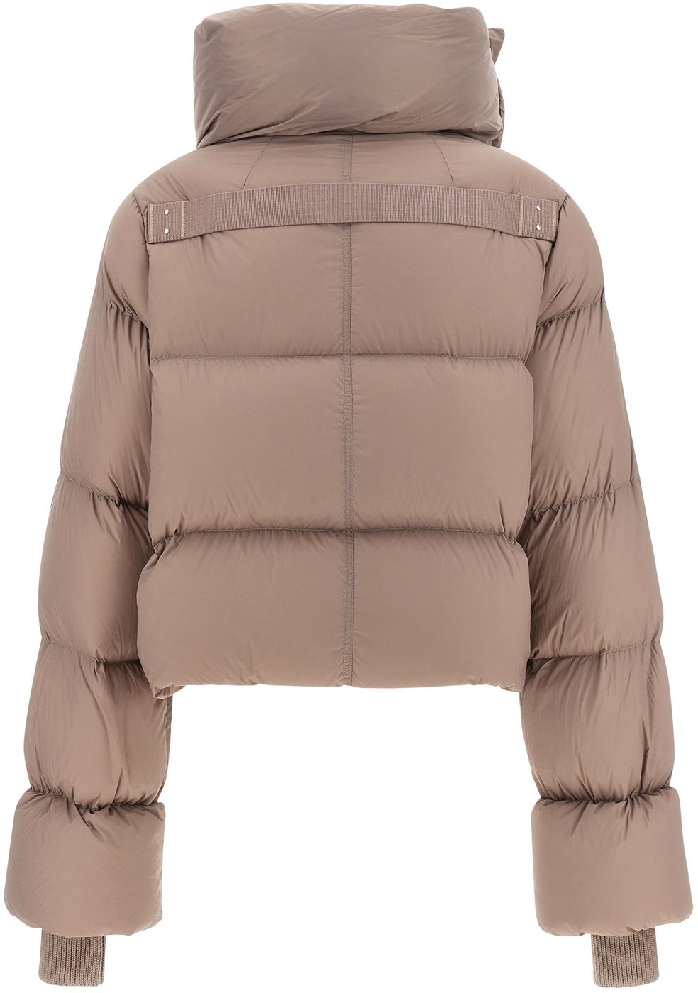 Cropped Puffer Coat With Oversized Collar And Matte Finish