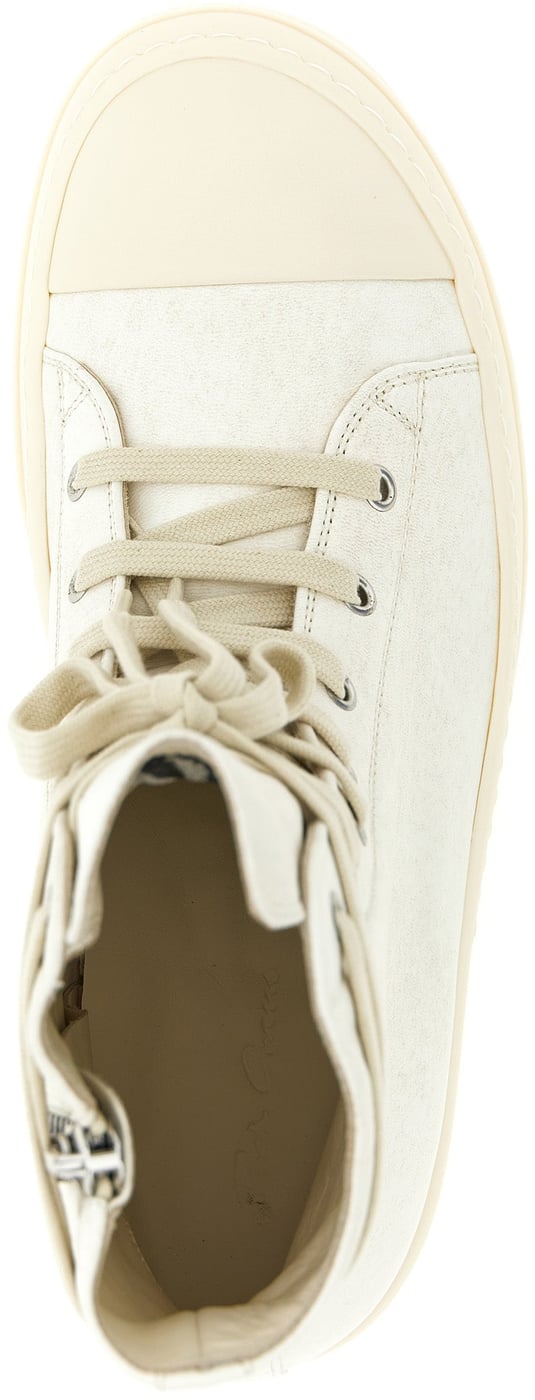 Rick Owens White Lamb Leather High Top Sneakers