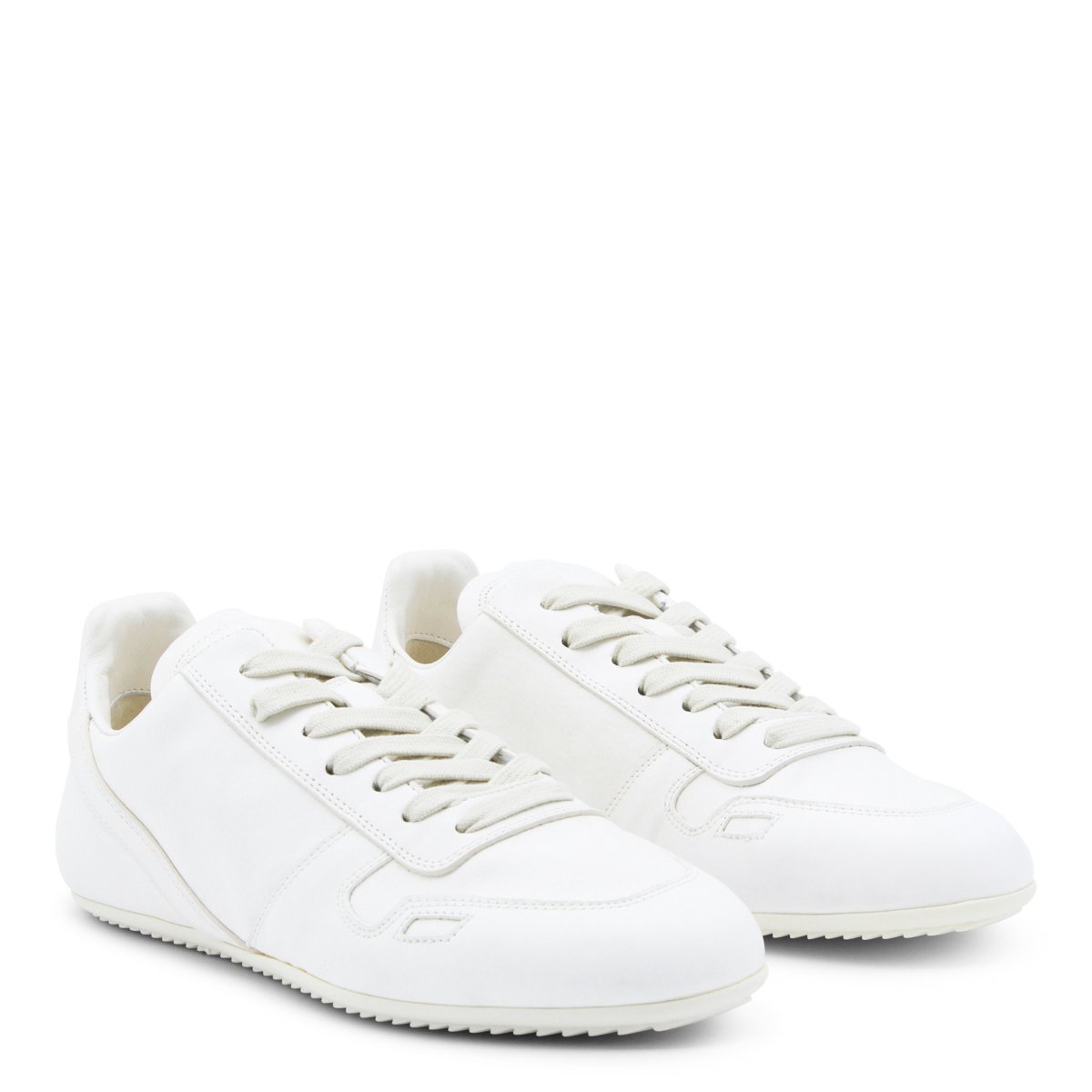 White Leather Shark Sole Sneakers