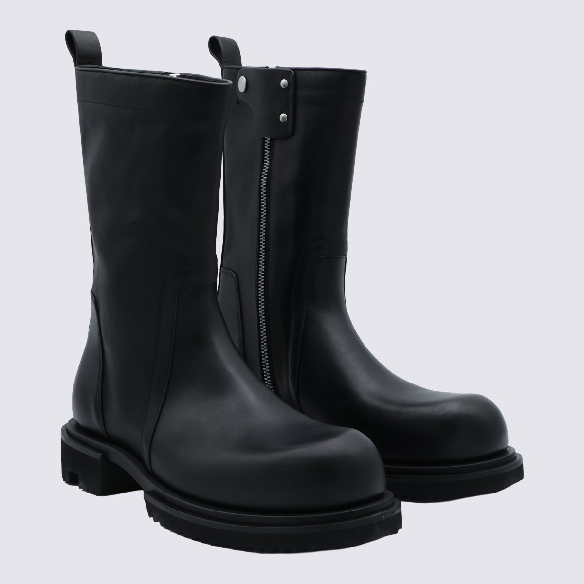 Mid-Calf Boots with Rounded Toe and Chunky Sole