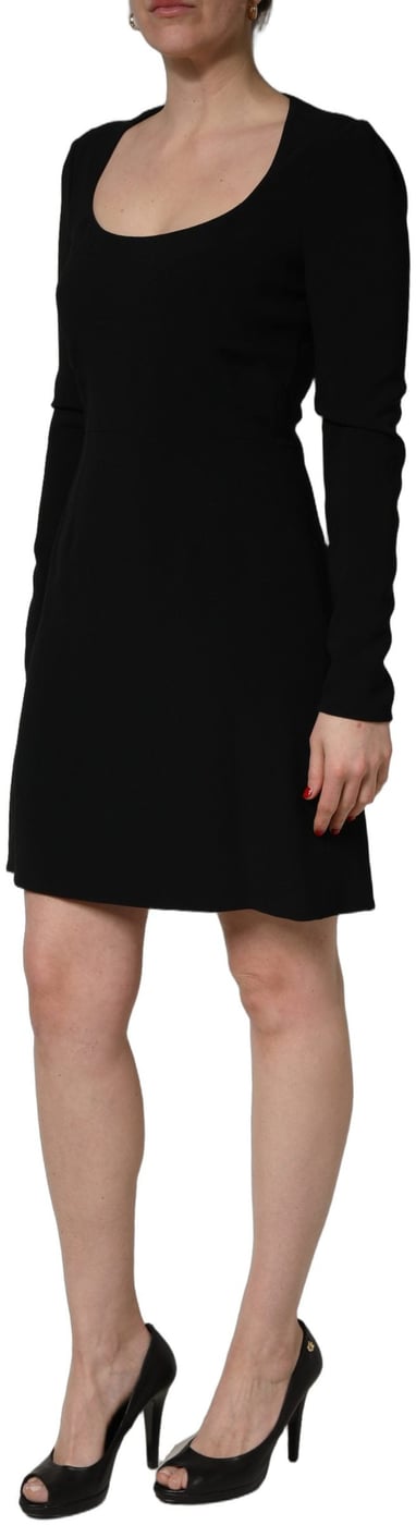 Roberto Cavalli Black Long Sleeves Scoop Neck Mini Dress