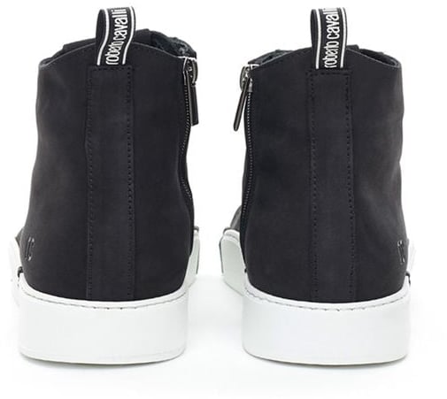 Roberto Cavalli Black Suede Leather High Top Sneakers