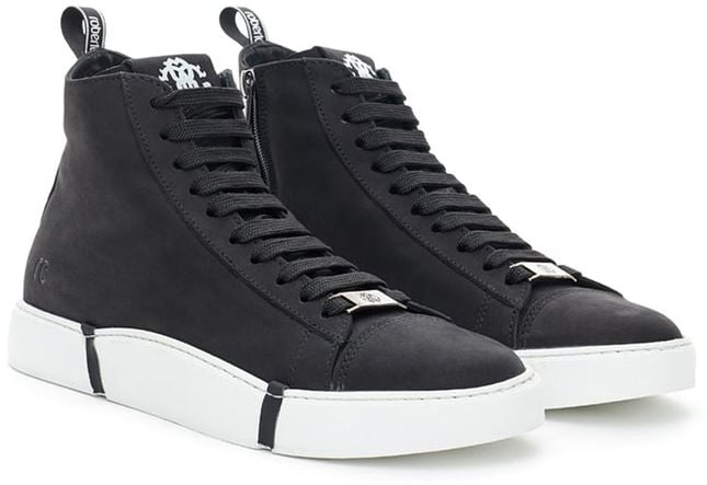 Roberto Cavalli Black Suede Leather High Top Sneakers