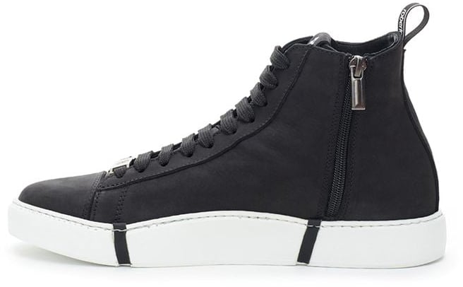 Roberto Cavalli Black Suede Leather High Top Sneakers