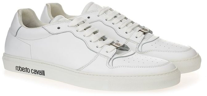 Roberto Cavalli White Leather Low Top Sneakers