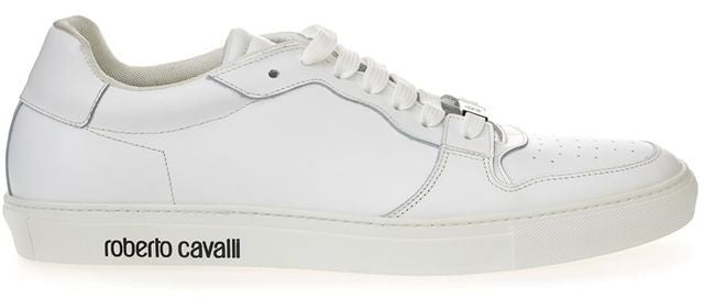 Roberto Cavalli White Leather Low Top Sneakers