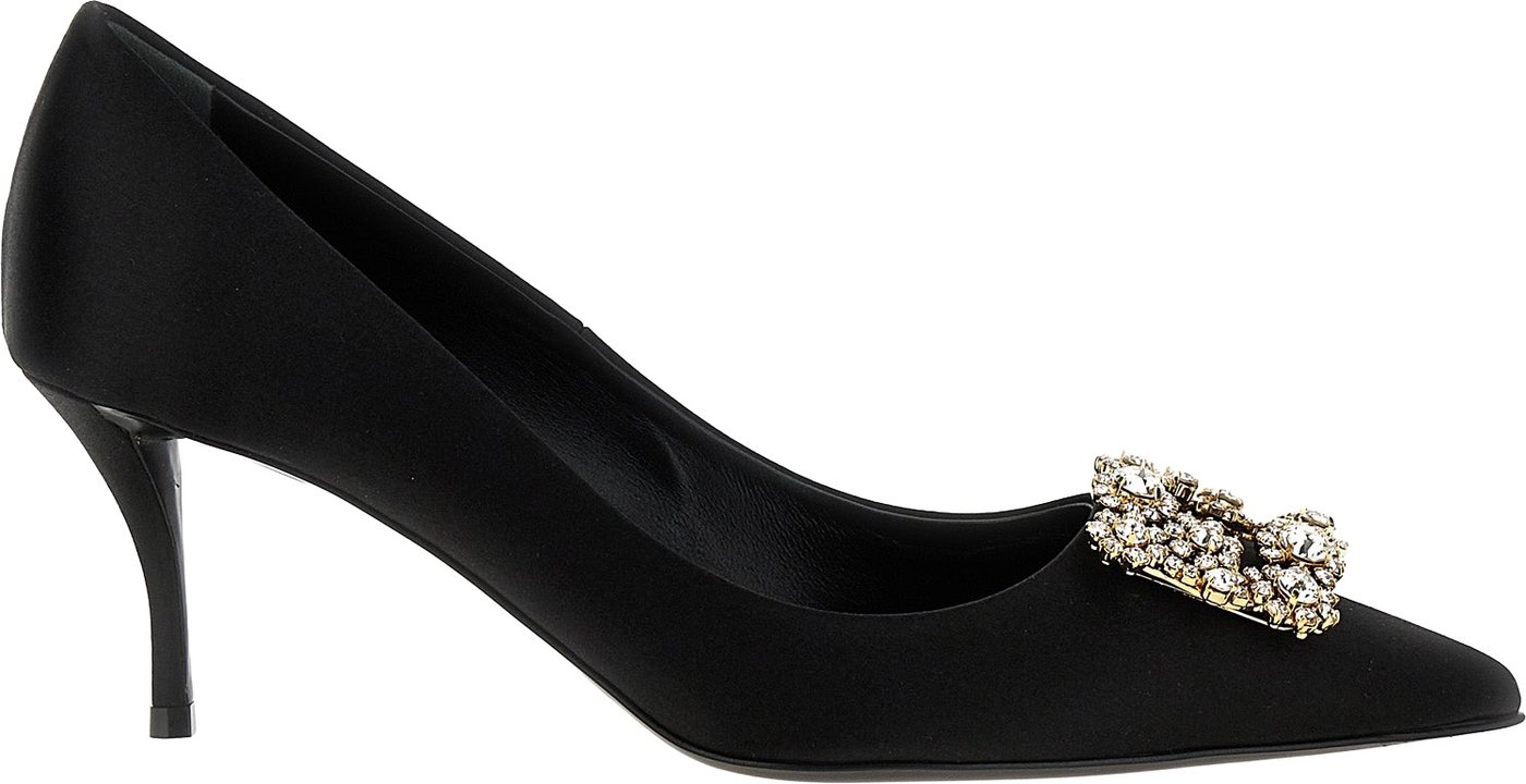 Roger Vivier Black Viscose Mid Heel Pumps