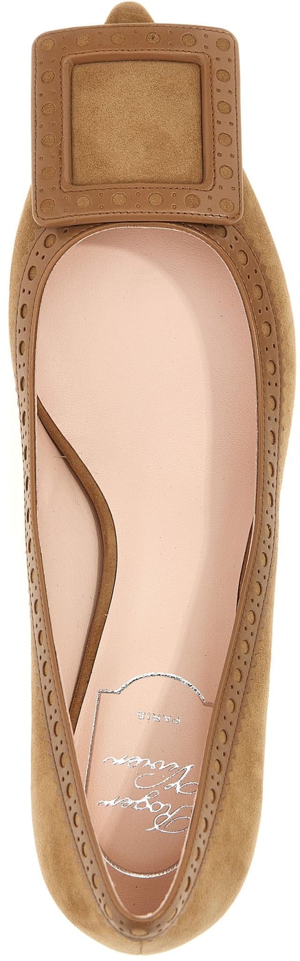 Roger Vivier Beige Goatskin Mid Heel Pumps