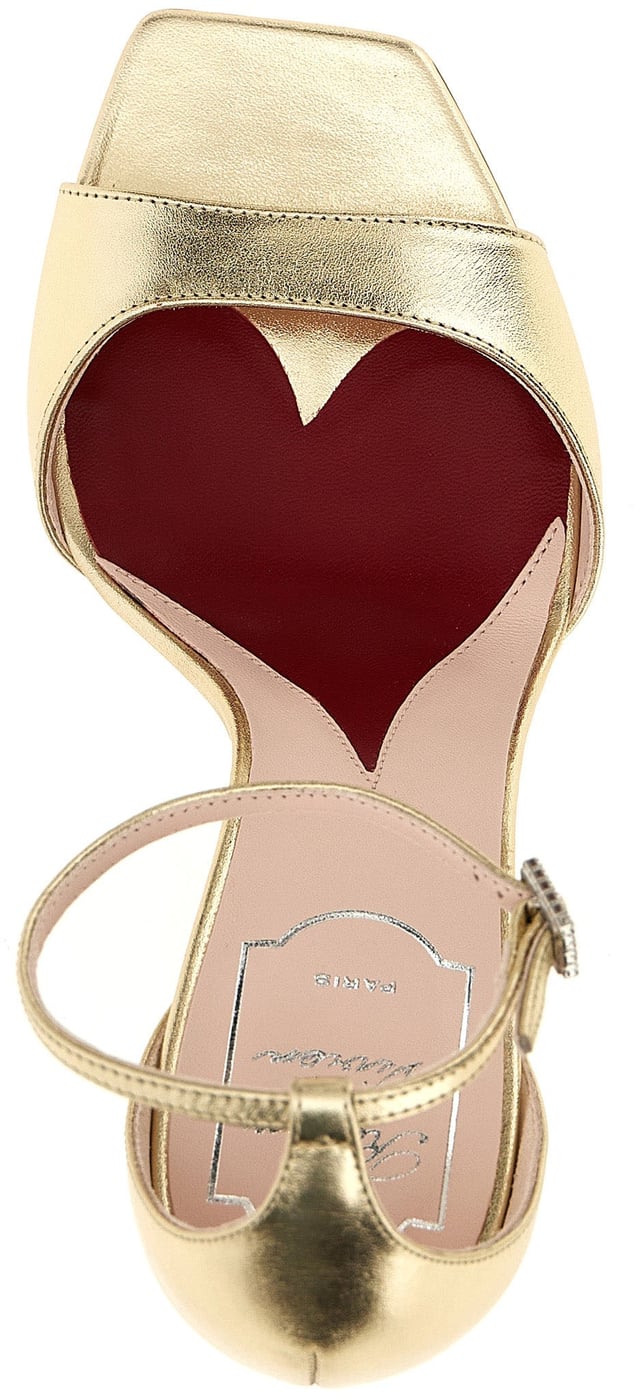 Roger Vivier Gold Calfskin Stiletto Heel Sandals