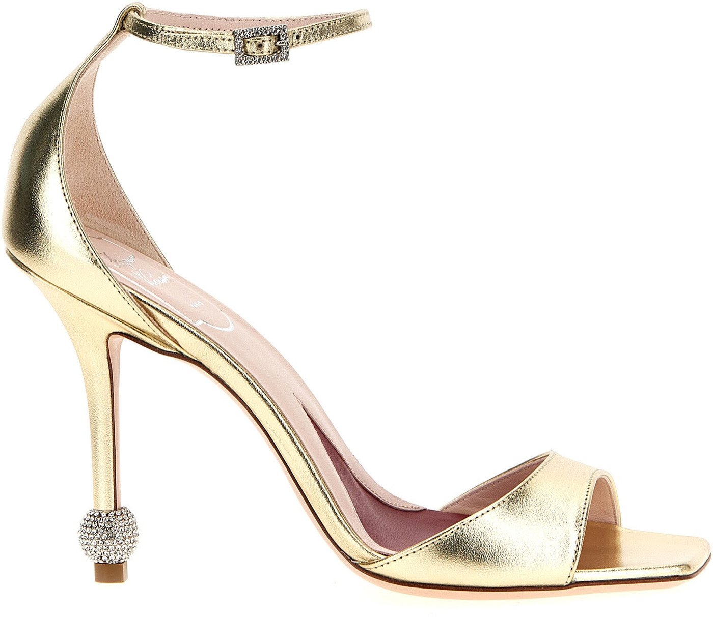 Roger Vivier Gold Calfskin Stiletto Heel Sandals