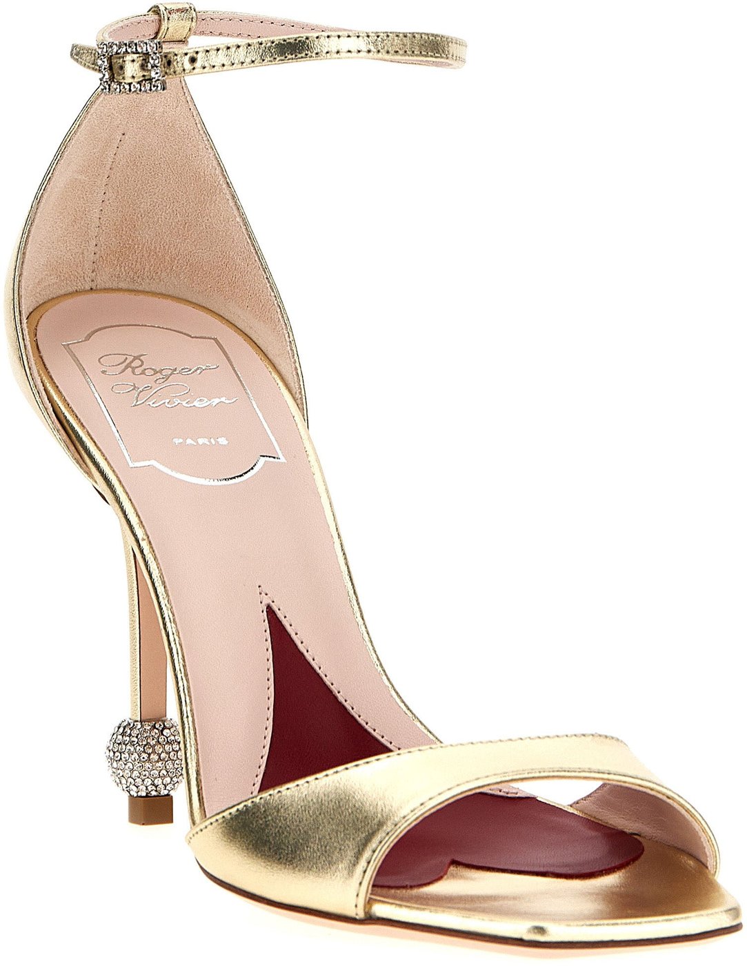 Roger Vivier Gold Calfskin Stiletto Heel Sandals