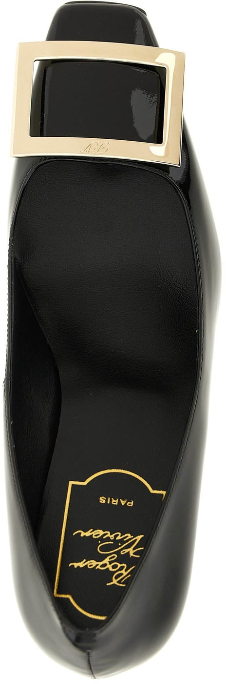 Roger Vivier Black Calfskin Mid Heel Pumps