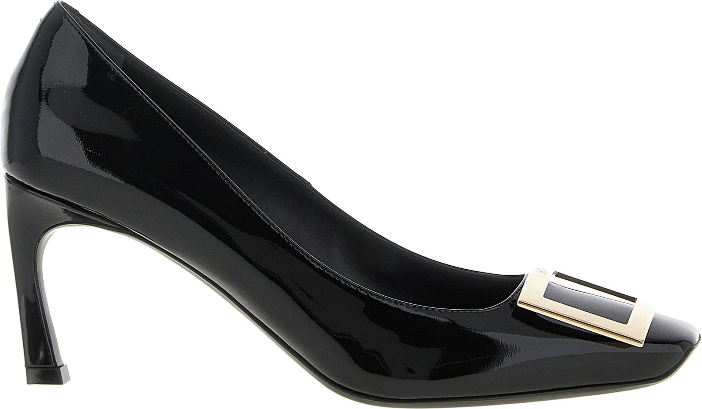 Roger Vivier Black Calfskin Mid Heel Pumps