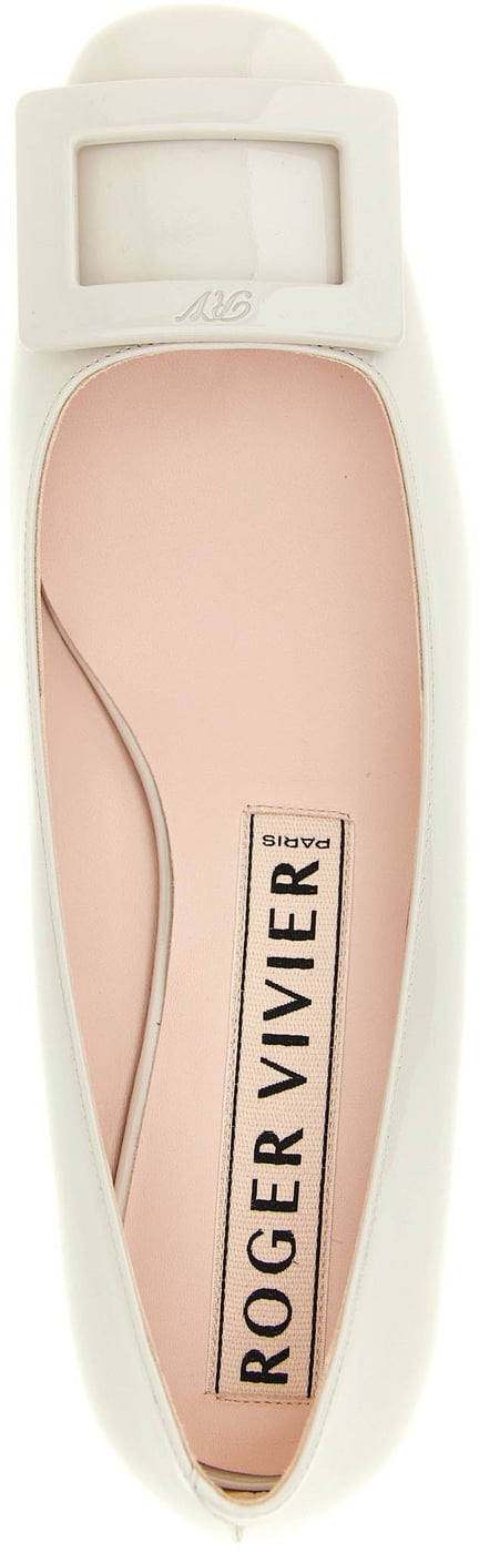 Roger Vivier Gray Calfskin Mid Heel Pumps